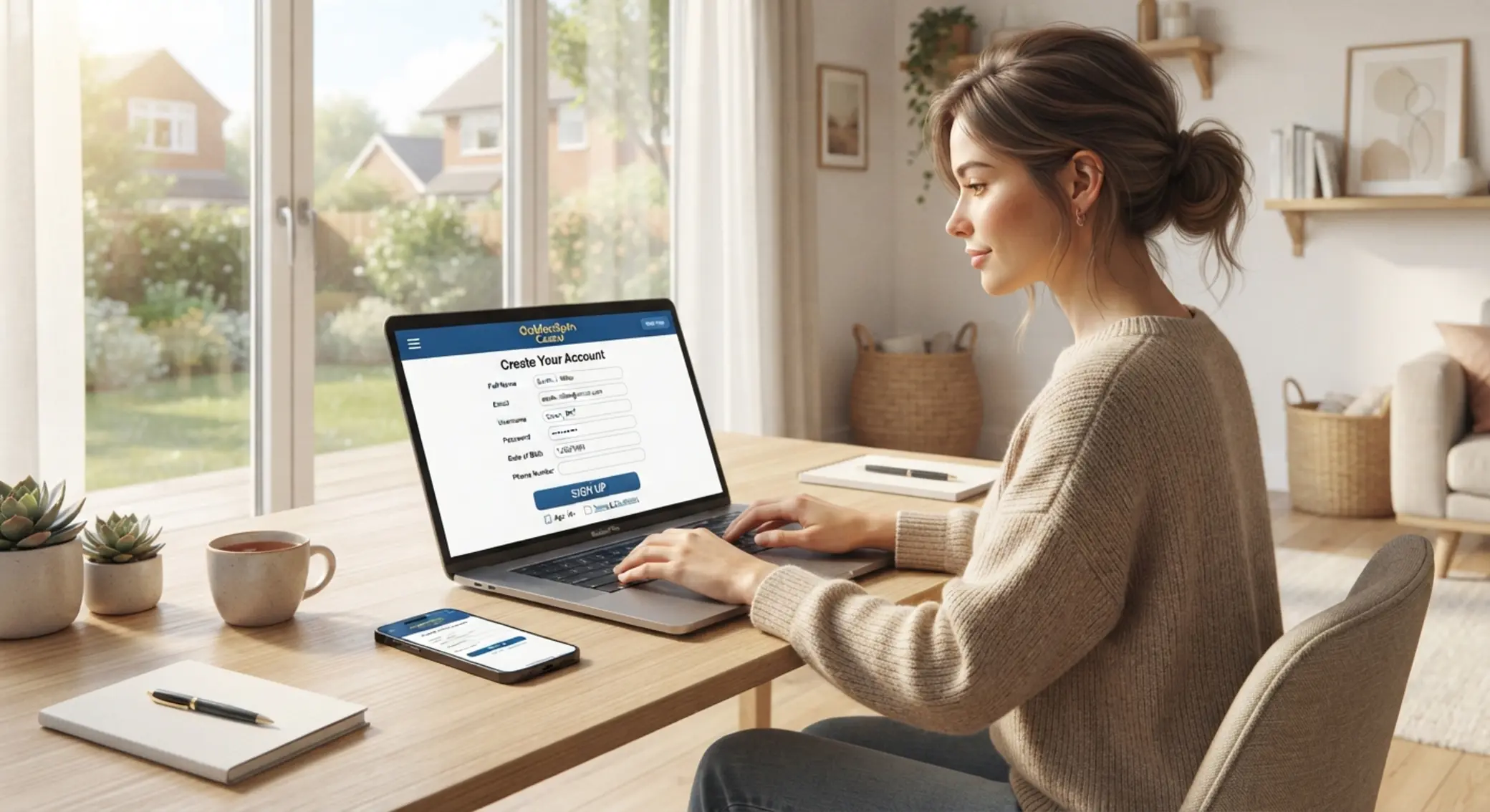 Kroky registrácie do online kasína Používateľ pri registrácii do online kasína na notebooku