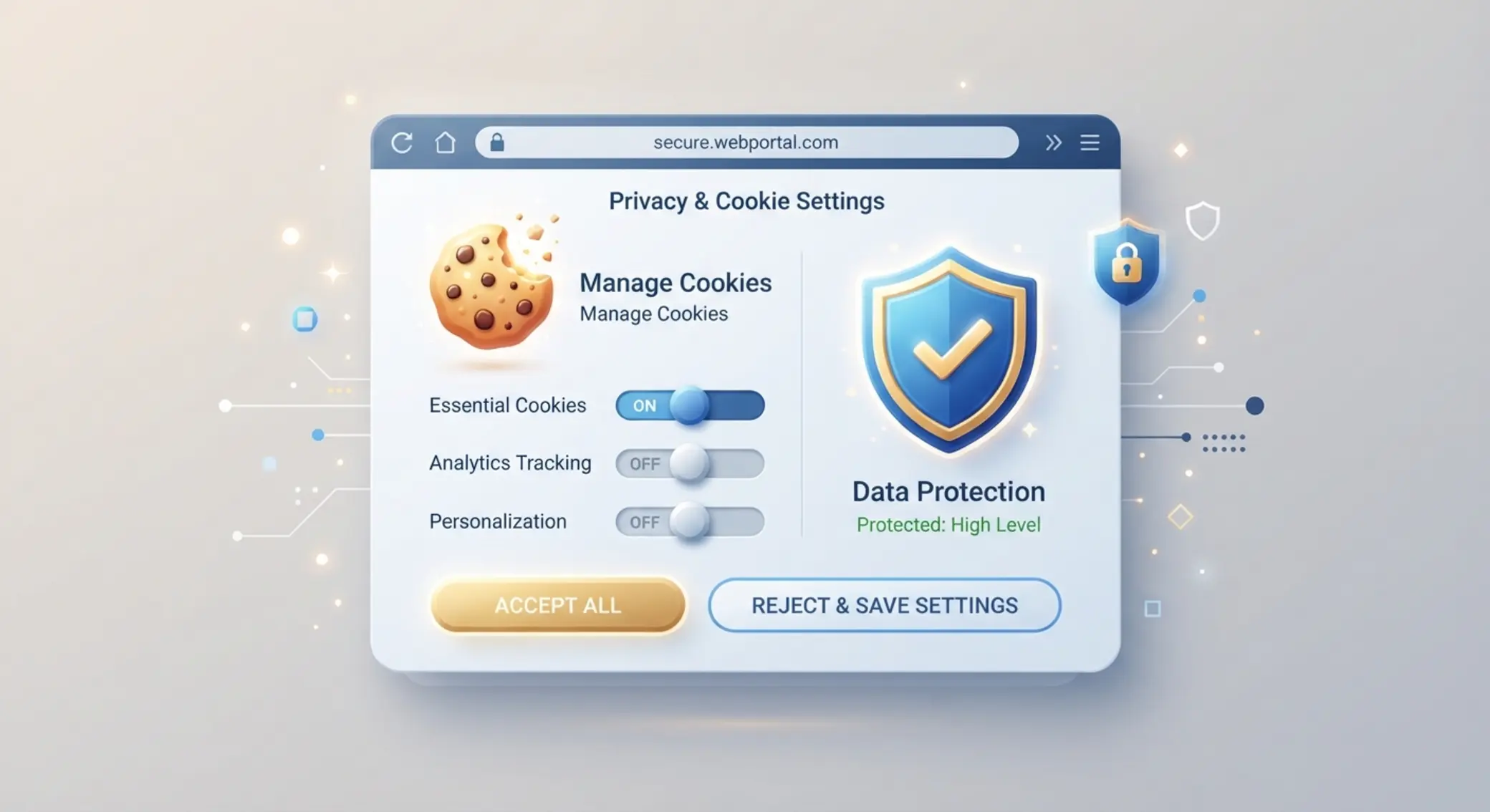 Ilustrácia cookies a nastavení súkromia v prehliadači