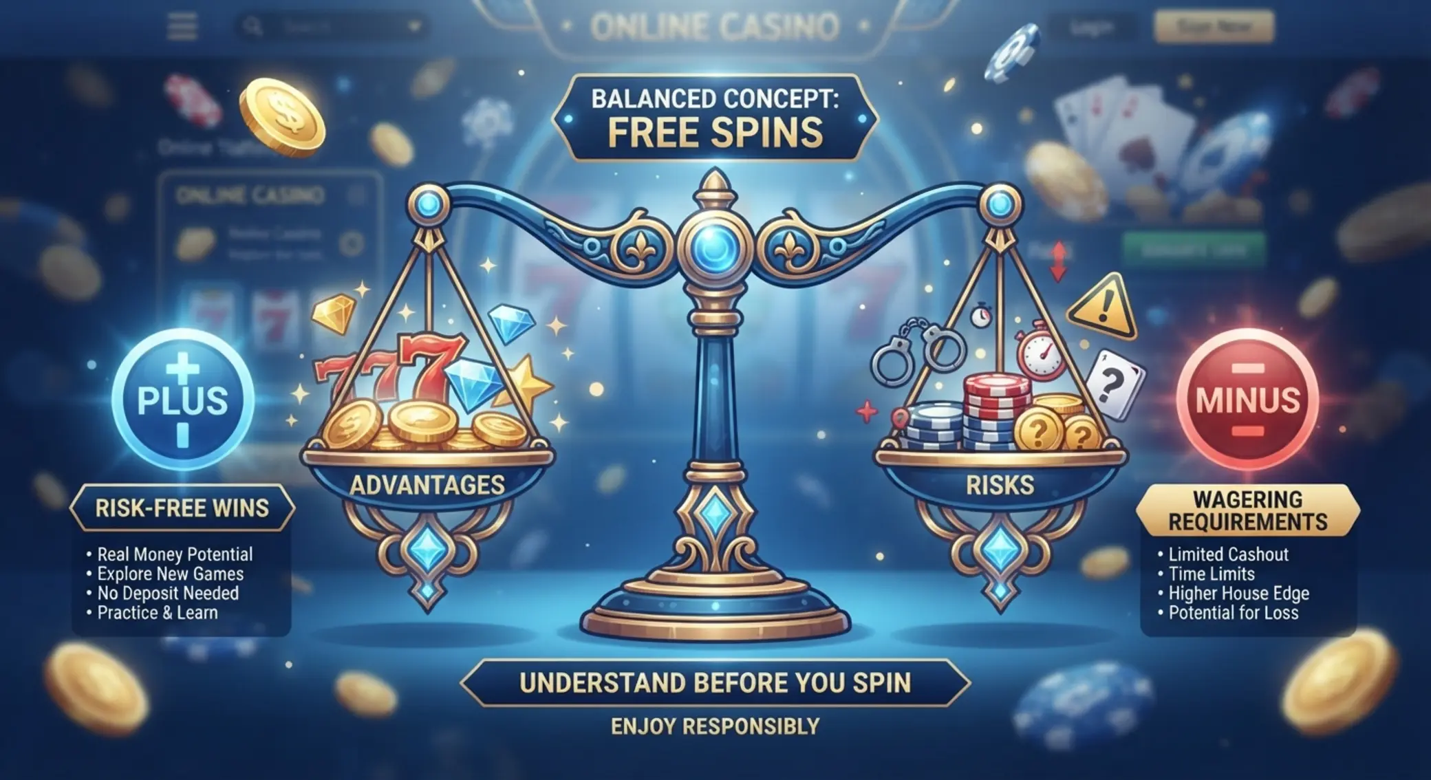Vizuál výhod a nevýhod free spinov