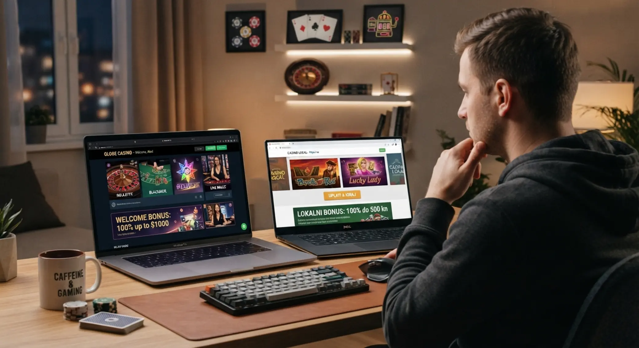 Hráč si vyberá medzi dvoma online kasínami